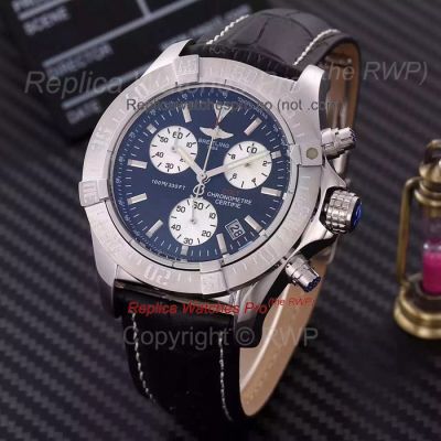 Copy Breitling Chronomat  Leather Strap Black dial Chronograph Timepiece